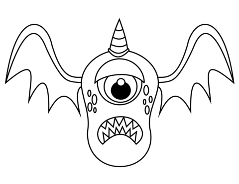 One Eyed Bat Unicorn Coloring Page